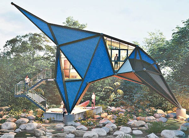 「Kingfisher Cabin」的造型猶如一隻低頭飲水的翠鳥。