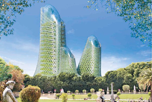 蒙帕納斯大樓變成垂直的中央公園，設計充滿未來感。<br>©Vincent Callebaut Architectures