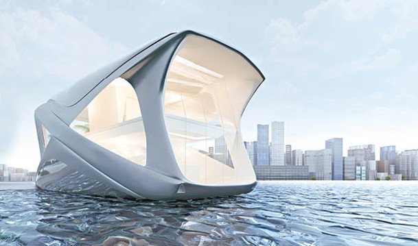 漂浮屋的造型有點像太空艙。（© Ocean Community, 2023）