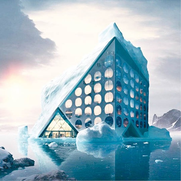 「The Iceberg Hotel」由兩個大型發動機驅動，可在海面上漂浮。（圖片：ig@end_of_art_epicuriousai）