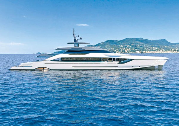 「T55 SPORTIVA」的外觀設計受賽車啟發。（c 2023 Tankoa Yachts S.p.A.）