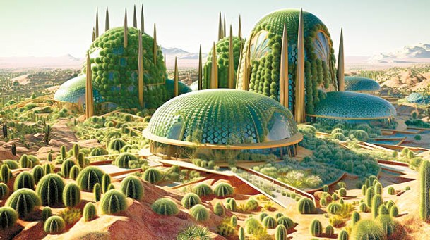 「Habitable Cacti: Sustainable Settlements On Mars」的設計靈感源自仙人掌。（ig@manasbhatiadesign）