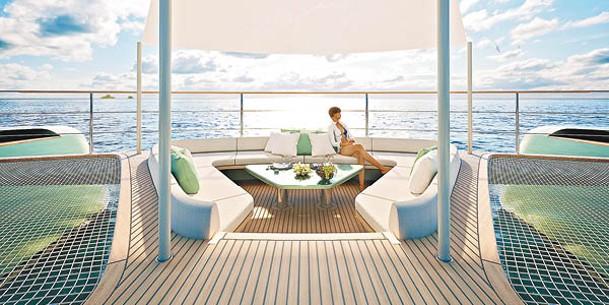 「Aperio」既是一艘遊艇，也可變成海上度假屋，滿足乘客的娛樂休閒需要。（c  VPLP Design）
