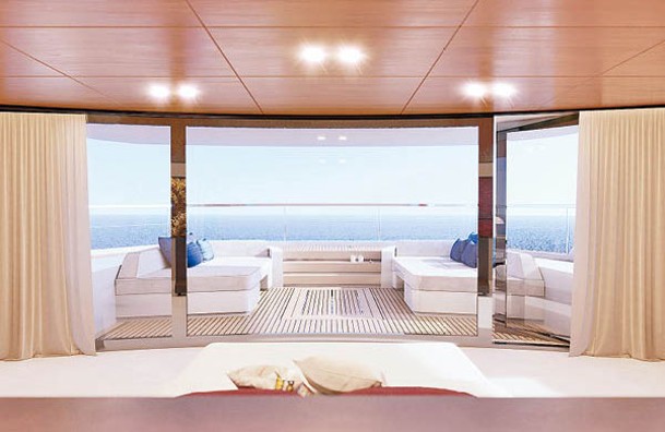 主人套房與船體同寬，空間大，更享有270°觀景視野。（Wider Yachts）