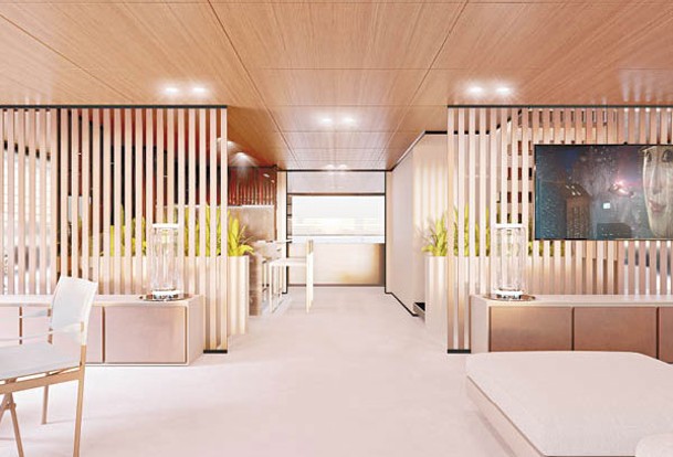室內設計以淺木色為主調，整個空間顯得明亮、優雅。（Wider Yachts）