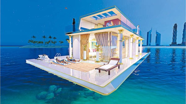 「Floating House in Dubai」的輪廓設計參考了神廟建築。（Mourad Haffoudhi）