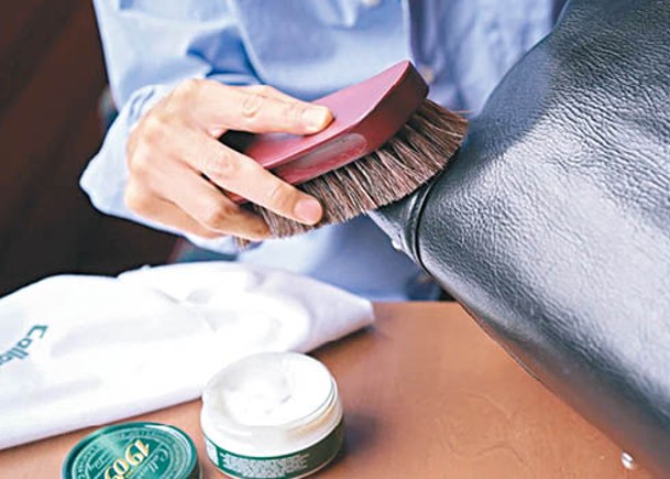 可以軟硬適中的毛刷或乾棉布為皮製品除塵，力度宜輕柔。