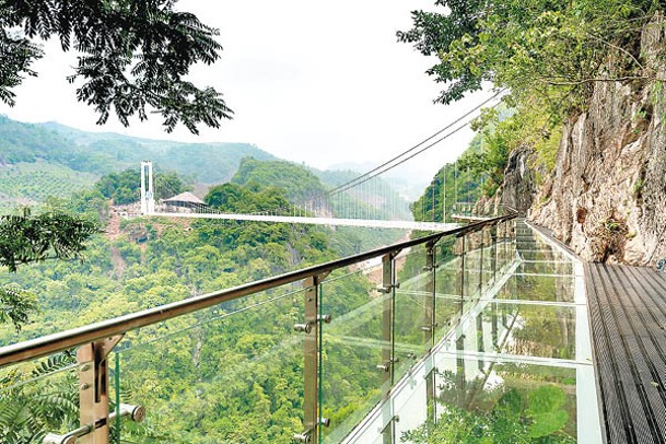 依懸崖而建的棧道長約342米，底部同樣是玻璃製造。