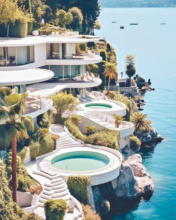 「Paradise Mansion In Como」的設計層次分明，貌似海水拍岸時捲起的浪花。（ig@panchevamonika）