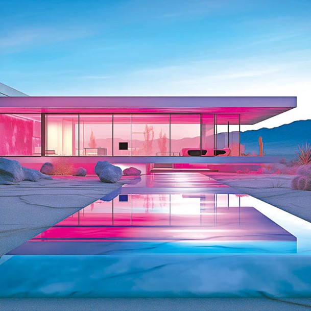 「Desert Residence, Oasis of Modernity（AI）」的設計靈感來自現代建築大師密斯‧凡德羅，展現出「Less is more」的美感。（Nada Safran）