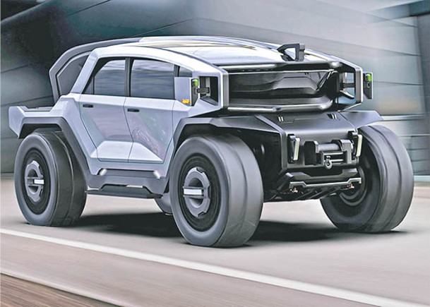 跨界概念2030 Scorpion糅合了越野4×4 SUV硬朗造型與Pickup載物貨床兩大設計元素。
