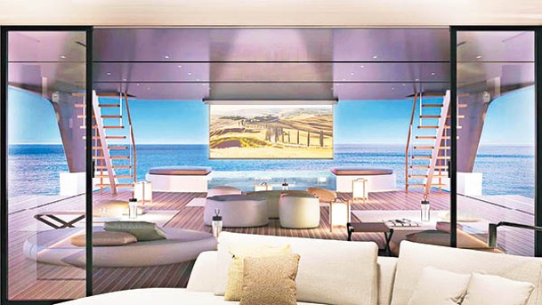 海灘俱樂部可配備梳化、吊椅、按摩浴缸、戶外電影屏幕等設施。（Cantieri di Pisa）