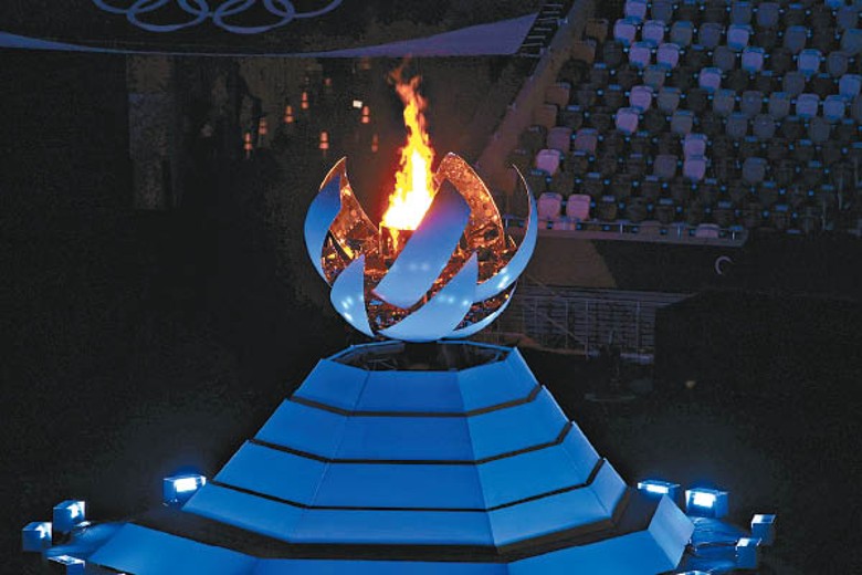 奧運聖火在場內亮起。（Getty Images圖片）