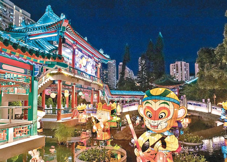 黃大仙祠的大型花燈以中秋節及中華傳統文化產物為主。
