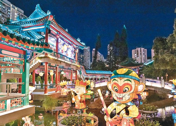 黃大仙祠的大型花燈以中秋節及中華傳統文化產物為主。