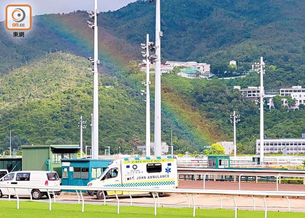 沙田馬場雨後乍現「貼地」彩虹