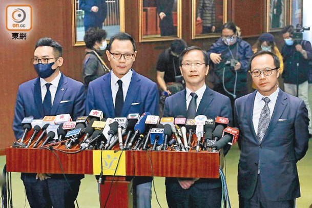 楊岳橋（左起）、郭榮鏗、郭家麒及梁繼昌去年被DQ。