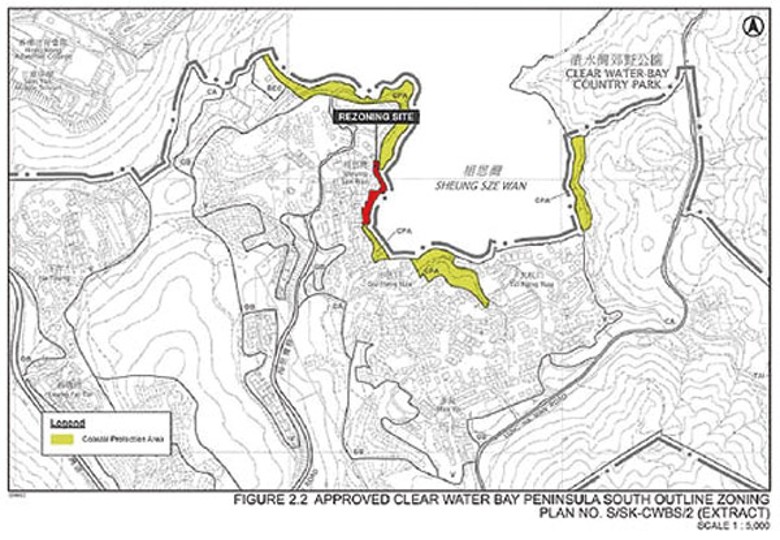 城規會正就曉波徑改為海岸保育區（地圖紅色部分）有關申請向公眾諮詢意見。