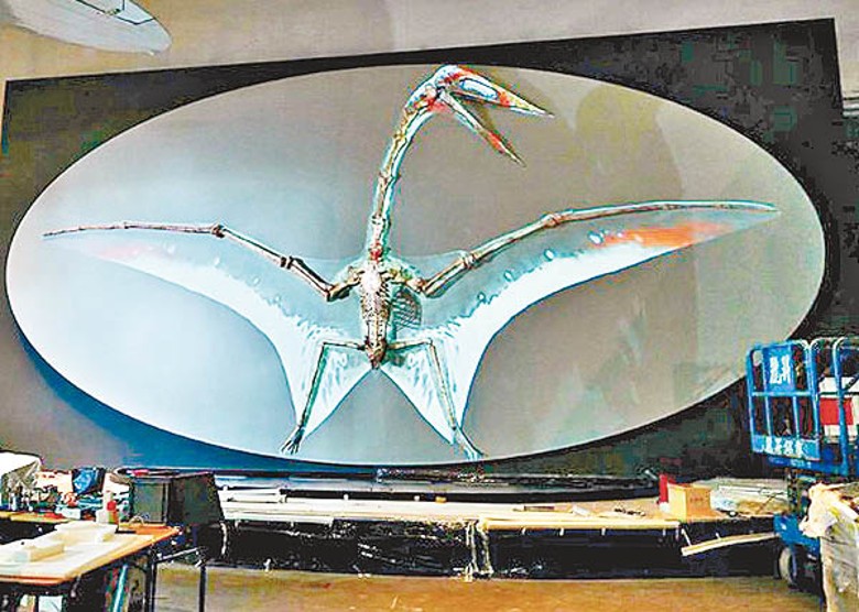 科學館應用光雕投影技術，重構翼龍的原貌。