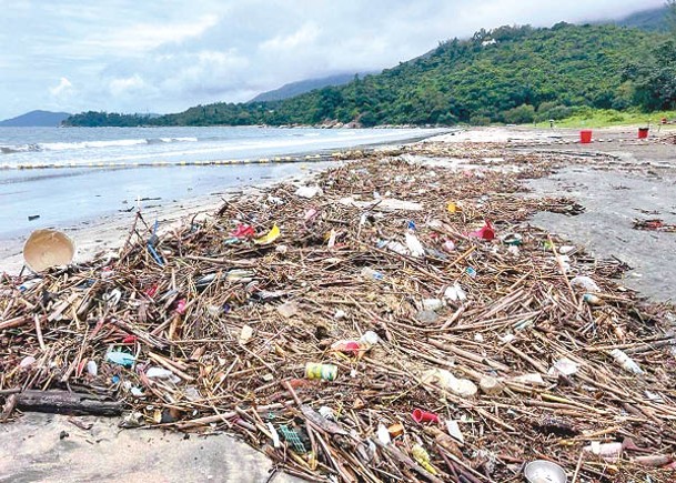 暴雨連場  雜物湧堵  荃灣大嶼山海灘淪垃圾崗