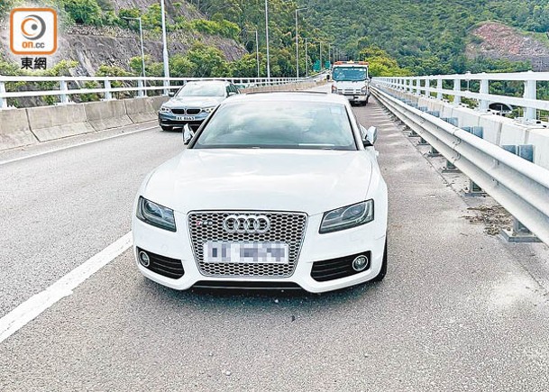 事主疑把車停泊在路邊後跳橋。（吳鎮興攝）