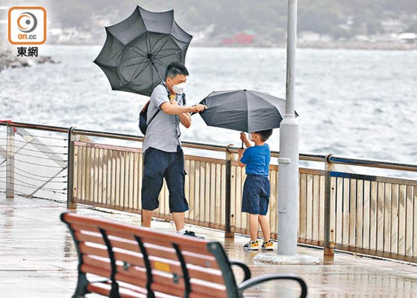 「暹芭」風力強勁，本港高地及外島多處錄得逾百公里的最高風速陣風。