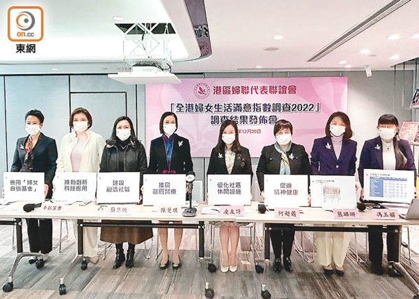 陳曼琪（左四）指政府必須加大協助婦女發展及釋放婦女勞動力。（蔡偉洲攝）