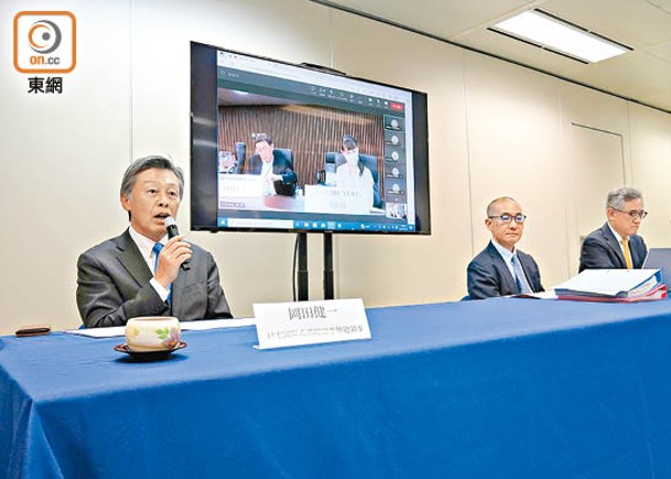 日本國駐香港總領事館解說有關核污水排放計劃。（袁志豪攝）