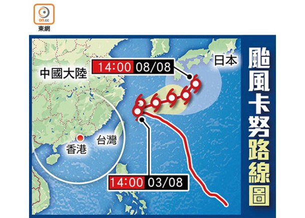 颱風卡努路線圖