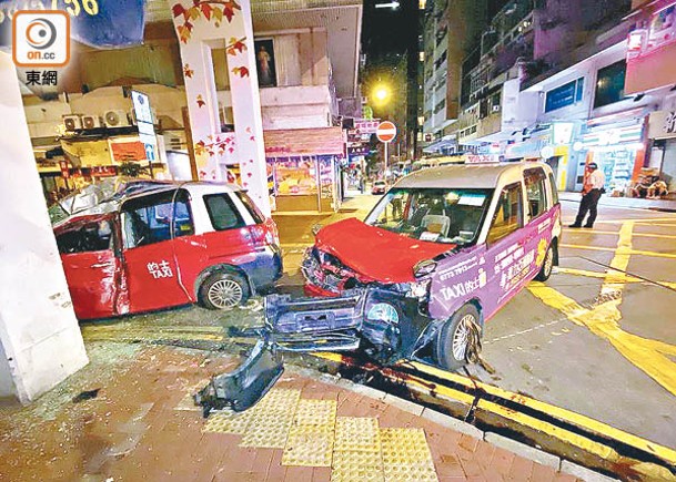 無視停車線照衝  的士捱撞釀3傷