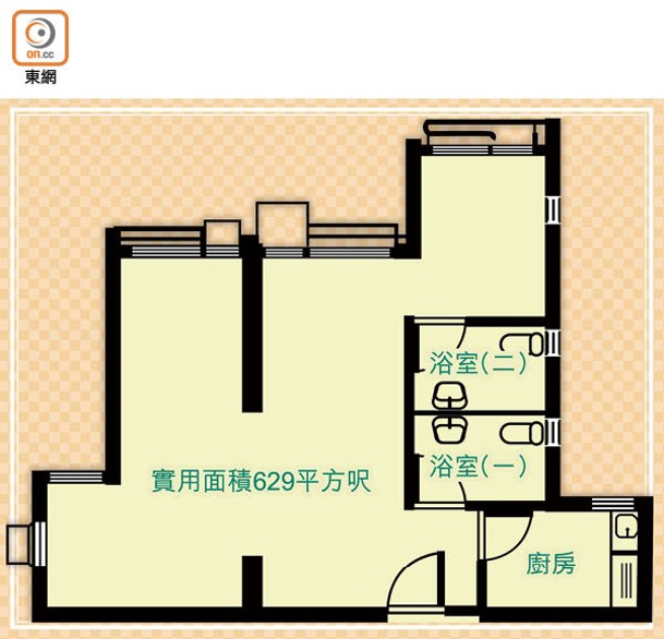 圖為凱樂苑該宗交易同類型單位的平面圖。