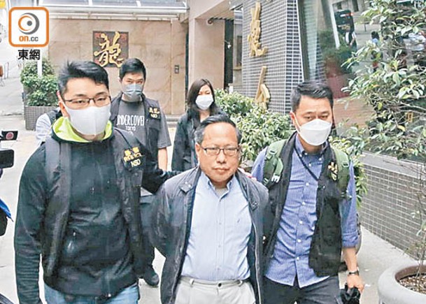 何俊仁（中）今年2月被指干擾證人被捕。