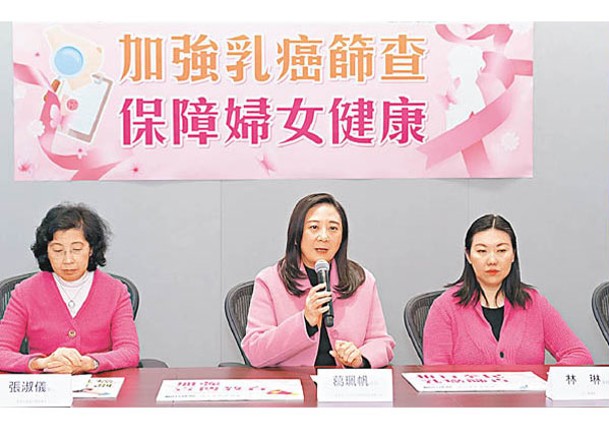 葛珮帆（中）促請政府加強乳癌篩查先導計劃。