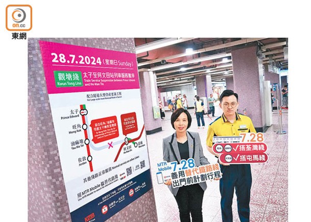 港鐵公司將於下周日暫停觀塘綫太子至何文田站的列車服務。（袁志豪攝）