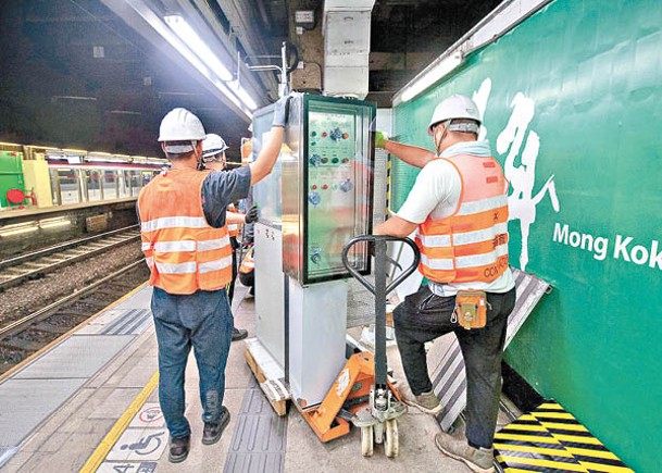 東鐵綫旺角東站的月台閘門安裝工程起動。