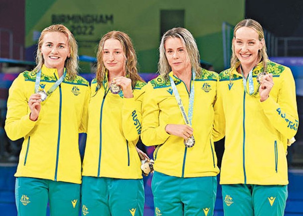 澳洲4位女將刷新200米自由游接力紀錄。