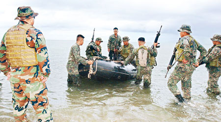 美菲兩軍將在南沙群島進行搶灘演練。（資料圖片）