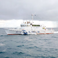 中日海疆紛爭不斷，圖為日本海上保安廳巡邏船。
