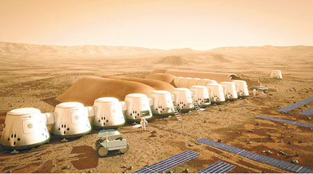 Mars One計劃派四名太空人往火星成立定居點。圖為公司構想圖。