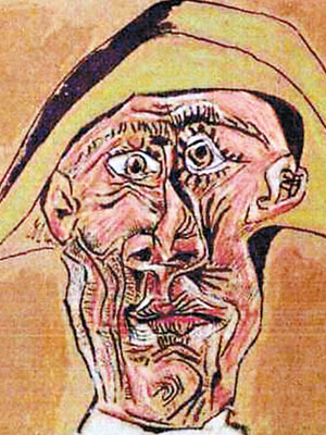 其中一幅疑被燒的畢加索名作《小丑頭部》。（資料圖片）