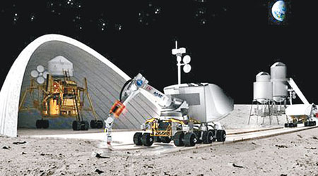 3D打印機械人料可在月球就地取材。圖為構想圖。（互聯網圖片）