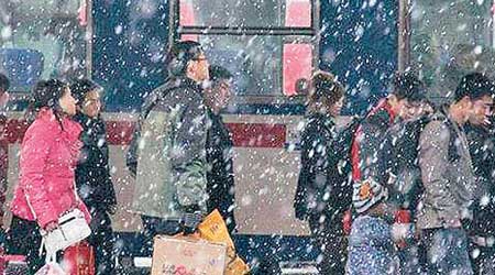 多地春節返程客流受降雪影響有所阻礙。（互聯網圖片）
