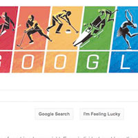 Google日前在搜尋首頁的「塗鴉」新圖案出現彩虹配色。（互聯網圖片）