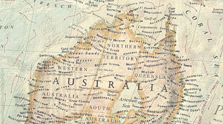 構想中的未來澳洲，中部會出現一個內陸海。（互聯網圖片）