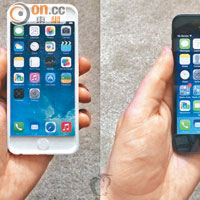 網上盛傳iPhone 6（左）的原型機，屏幕明顯較iPhone 5大。（資料圖片）