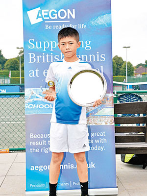 陳建宇（圖）是當地網球運動十二歲以下組別的一哥。（互聯網圖片）