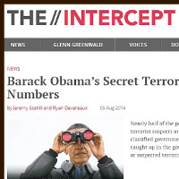 新聞網站「攔截」踢爆奧巴馬任內大力加強監控恐怖分子。（互聯網圖片）