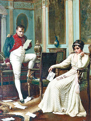 拿破崙與約瑟芬（圖）所簽署的婚前協議書前日拍賣。（互聯網圖片）