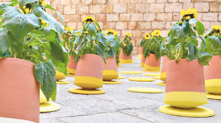 Voltasol花盆讓盆栽更容易接近陽光。（互聯網圖片）