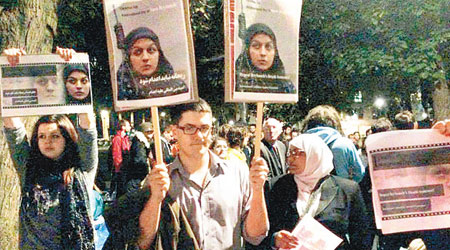 倫敦有人集會聲援賈巴里，抗議伊朗當局執行死刑。（互聯網圖片）